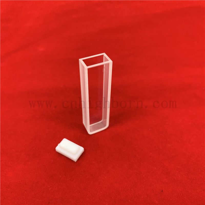 Лабораторная ультрафиолетовая пропускная способность 1,7 мл спектрофотометра Кварцевая кювета 2 стороны прозрачная стандартная оптическая стеклянная ячейка с крышкой с крышкой