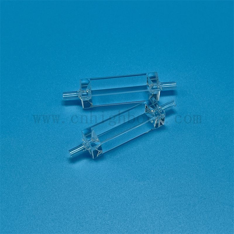 Пользовательский высокопрофильный Quartz Glass Ccuvette Оптическая проточная ячейка для окружающей среды с соединительной трубой