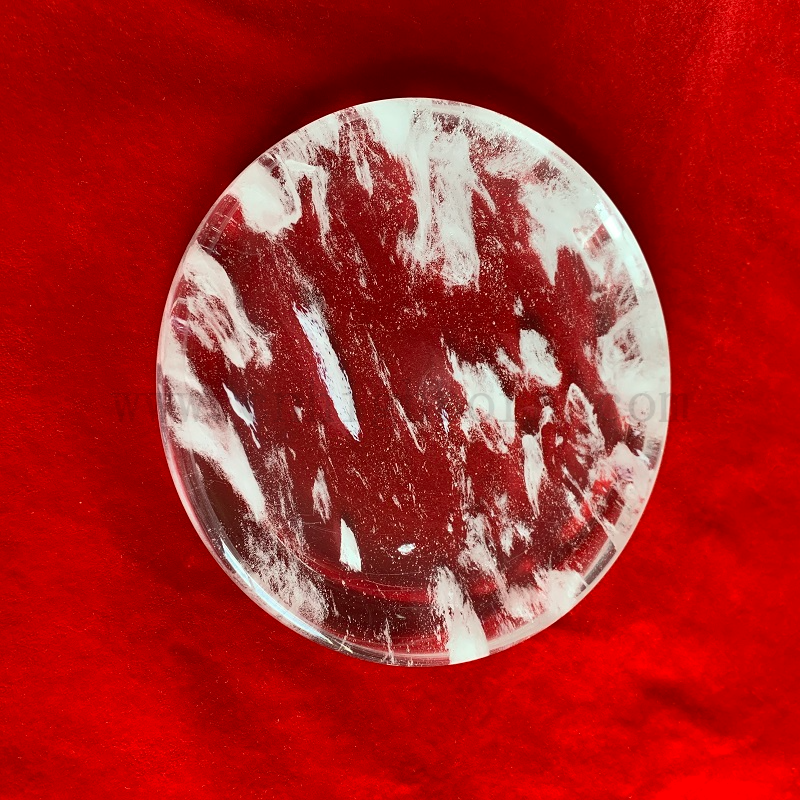 Круглое барбекю Кварцевое хрустальное выпекание стеклянная тарелка снежная кварцевая плита