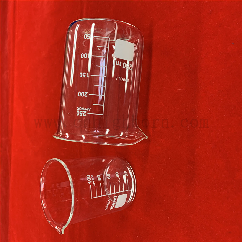 Прозрачный масштабированный лабораторный стакан с высоким содержанием боросиликата