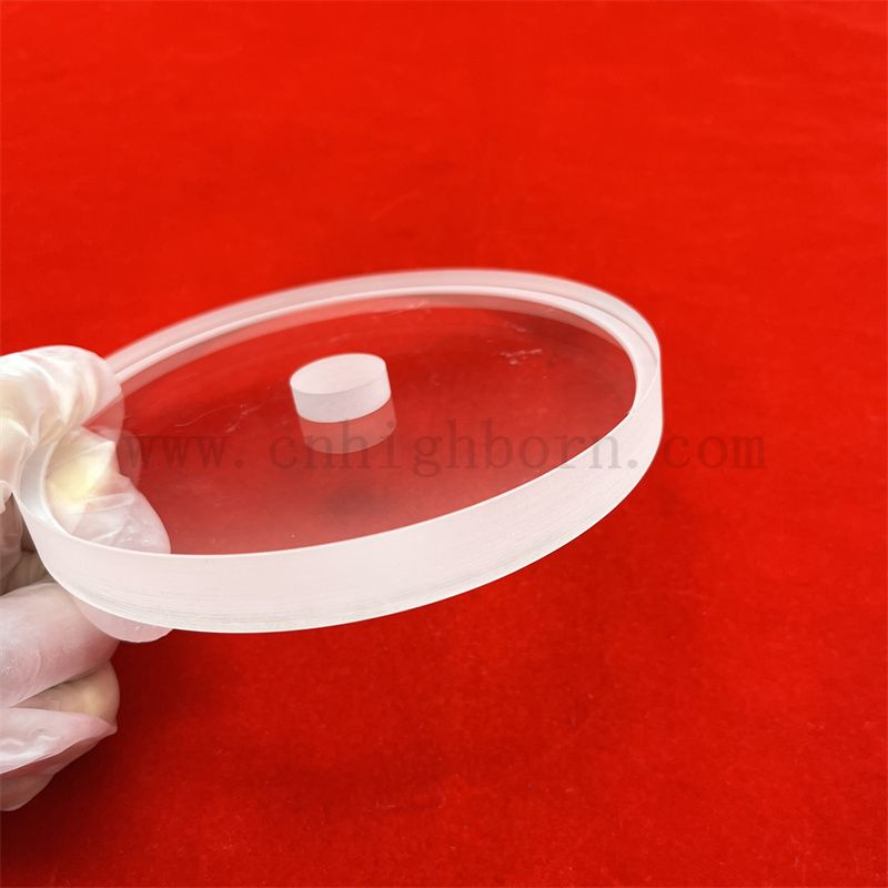 Высокая температура глубоко обработанная круглая прозрачная толстая кварцевая стеклянная пластина с отверстием