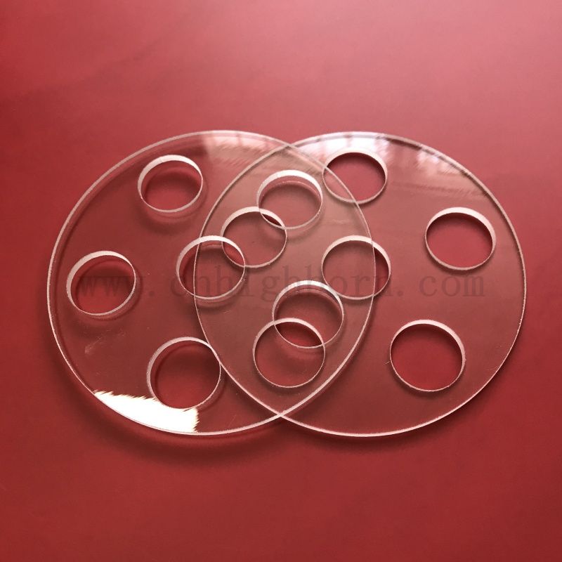 Индивидуальная лазерная просверленная прозрачная кремничная стеклянная тарелка кварцец с отверстиями