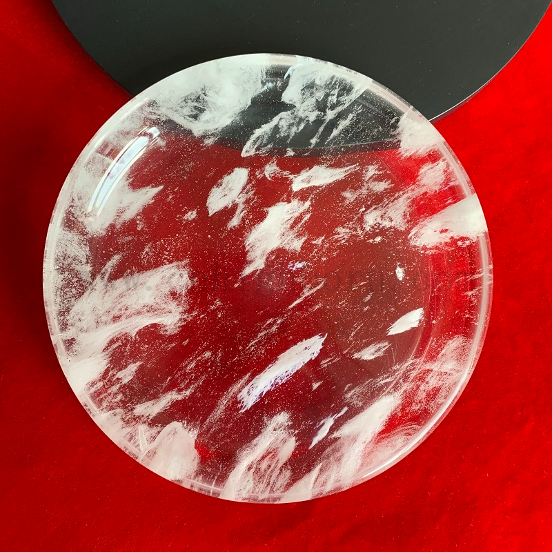 Круглое барбекю Кварцевое хрустальное выпекание стеклянная тарелка снежная кварцевая плита