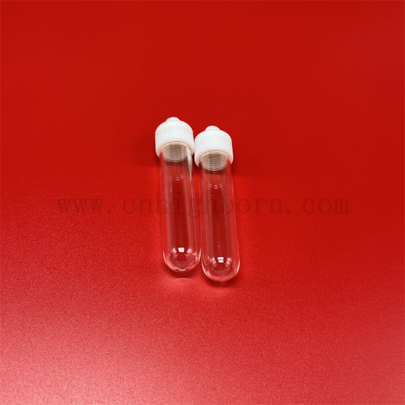 Индивидуальная прозрачная пробирка для кварцевого стекла с закрученной крышкой