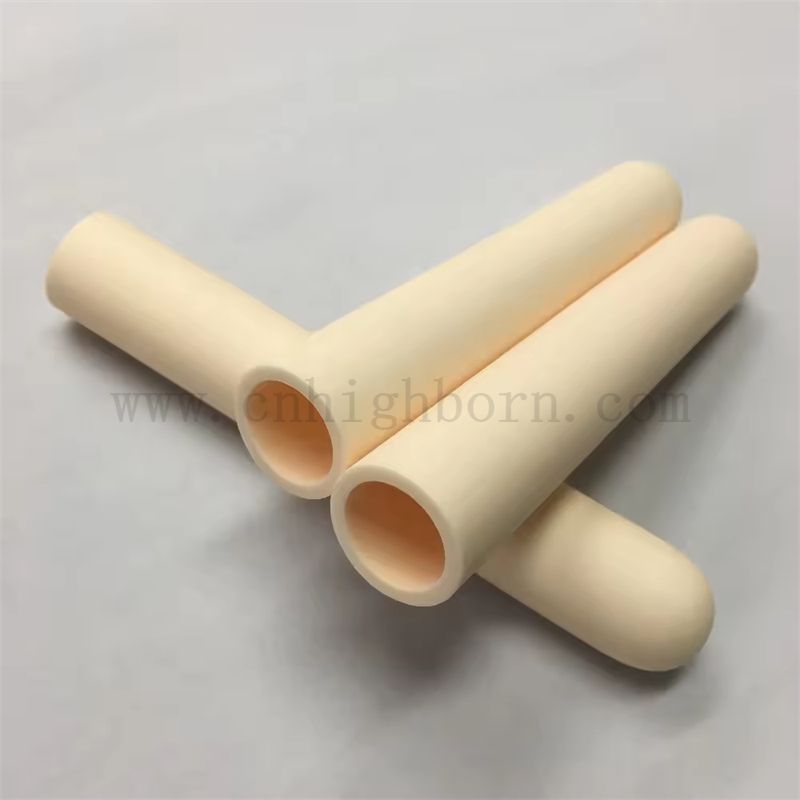 Индивидуальная высокотемпературная керамическая трубка из глинозема Al2O3, керамика из оксида алюминия, закрытая труба с одного конца