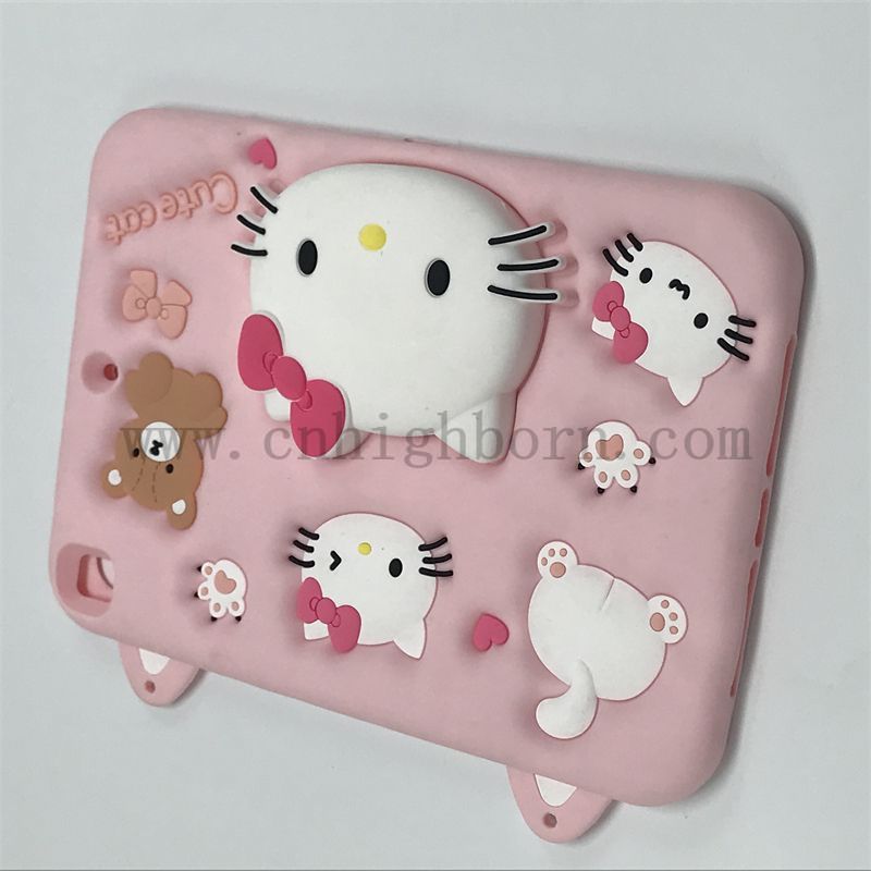 Розовый цвет 3D Силиконовый резиновый резиновый оболочка IPAD Shell Cartoon Tablet Cover для прокладки 