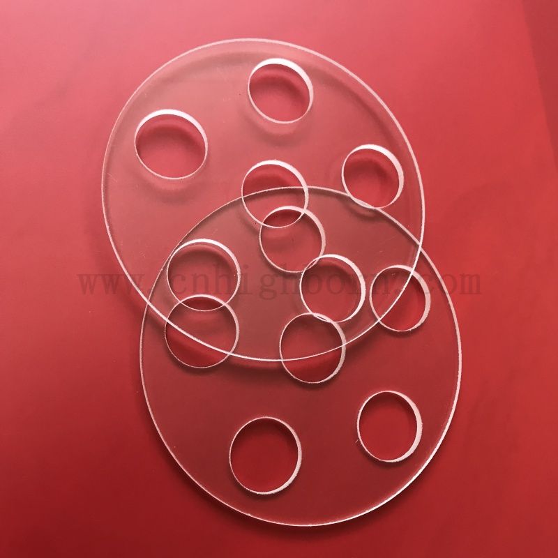 Индивидуальная лазерная просверленная прозрачная кремничная стеклянная тарелка кварцец с отверстиями