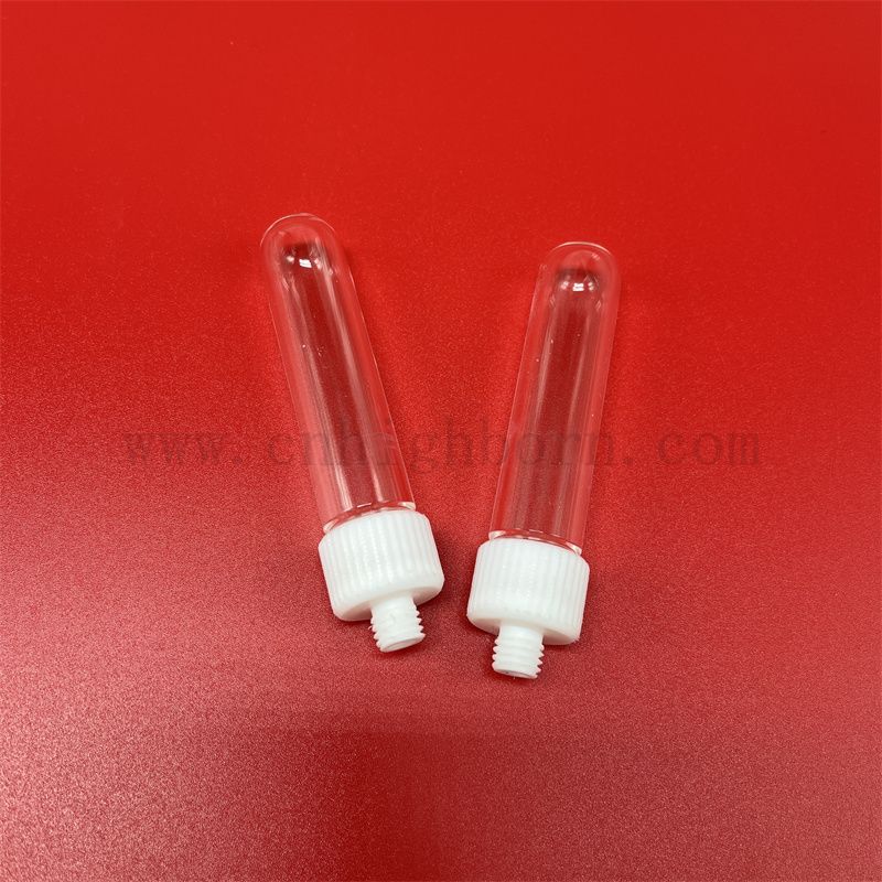 Индивидуальная прозрачная пробирка для кварцевого стекла с закрученной крышкой