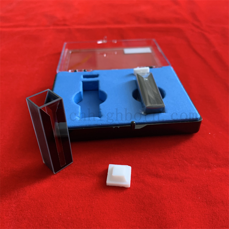 Лабораторная стеклянная посуда 1 мл кварцевая ячейка Микроквета с черной стеной Quartz Стеклянная кювета с крышкой