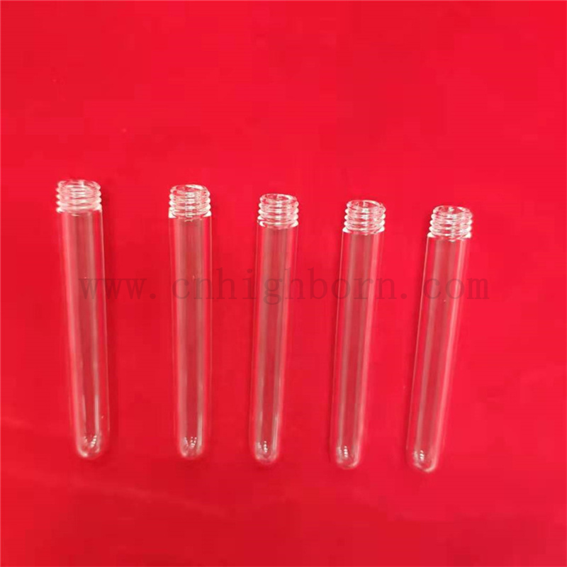 Индивидуальная Quartz Test Tube Plass Slize Slize Strase Tube с круглым дном и привинченными концами