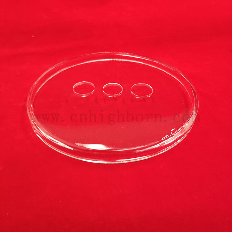 Лазерное бурение прозрачное три отверстия Кварцевое стекло круглый диск