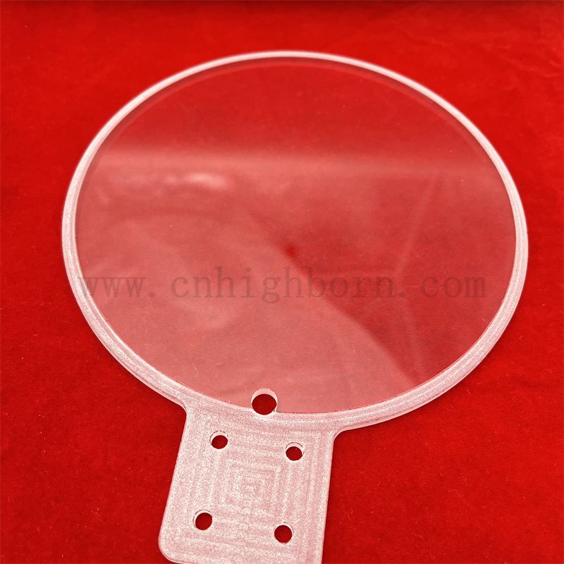 Высокая температурная устойчивость глубокой процесс прозрачной круглой кварцевой стеклянной пластины с отверстием