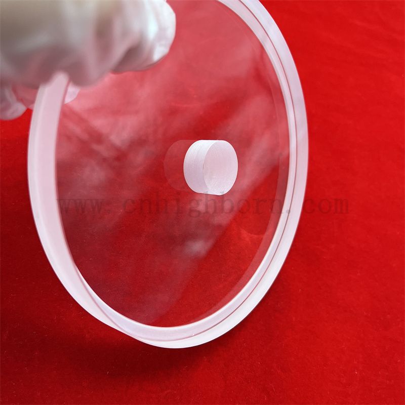 Высокая температура глубоко обработанная круглая прозрачная толстая кварцевая стеклянная пластина с отверстием