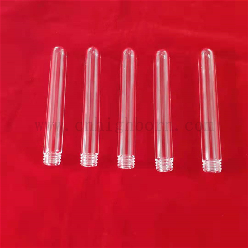 Индивидуальная Quartz Test Tube Plass Slize Slize Strase Tube с круглым дном и привинченными концами
