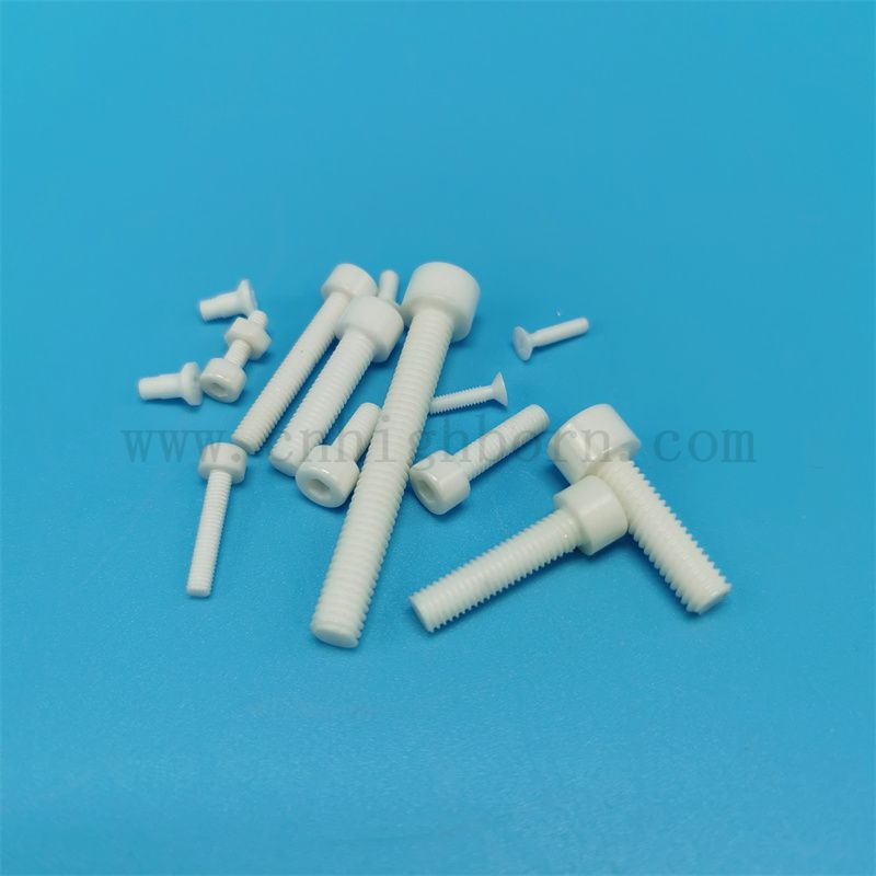 Индивидуальные 95% 99% Al2O3 Керамические винты с алюминиями Al2O3 с гайками