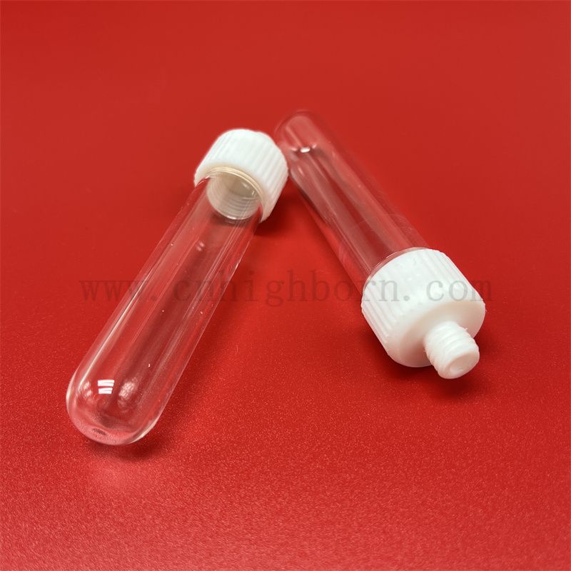 Индивидуальная прозрачная пробирка для кварцевого стекла с закрученной крышкой