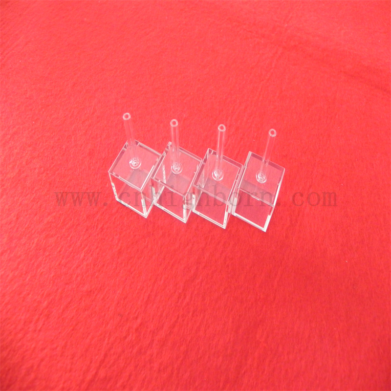 Лабораторные кубические клетки Короткая длина путей с заливкой стеклянные кубические кюветы для химической промышленности