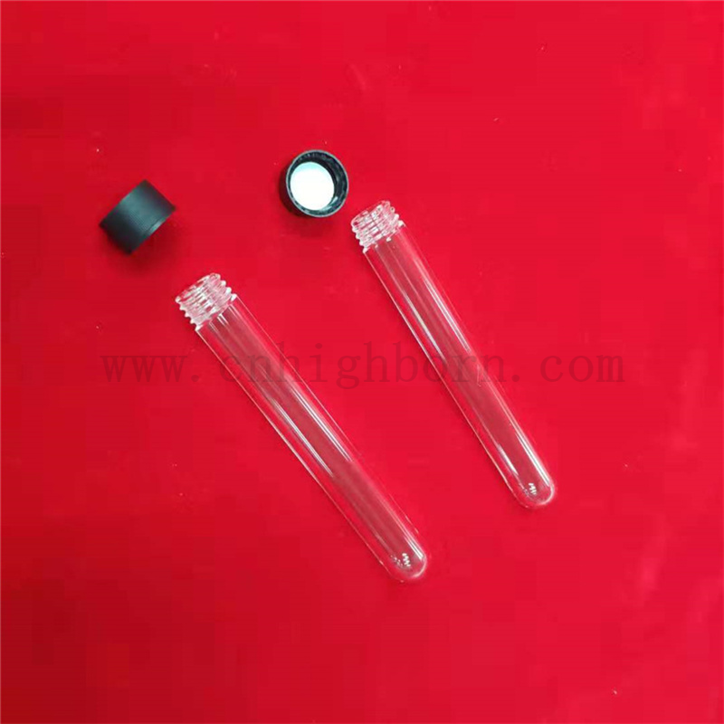 Индивидуальная Quartz Test Tube Plass Slize Slize Strase Tube с круглым дном и привинченными концами