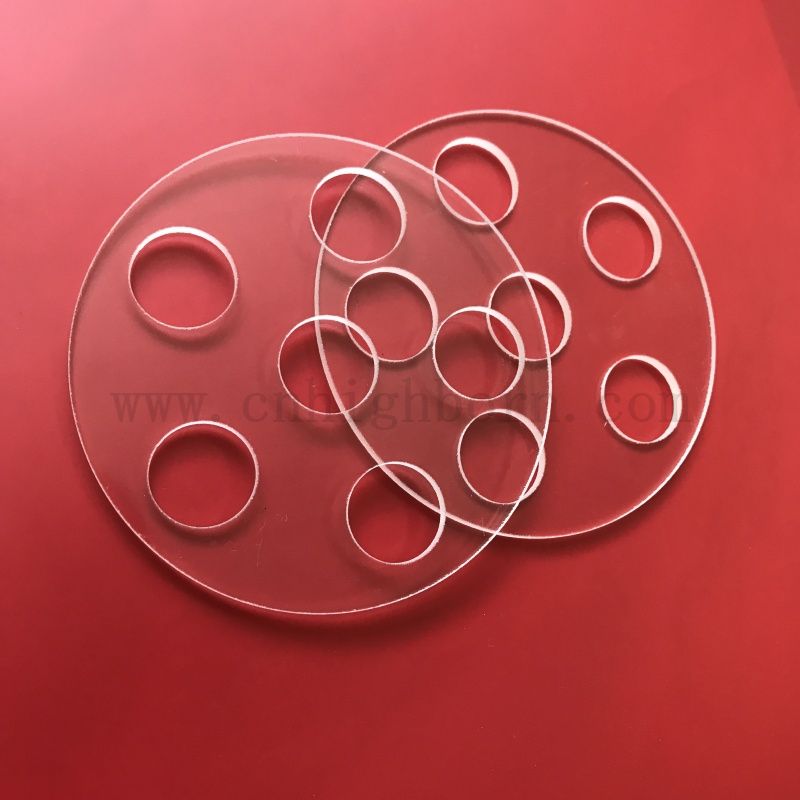 Индивидуальная лазерная просверленная прозрачная кремничная стеклянная тарелка кварцец с отверстиями