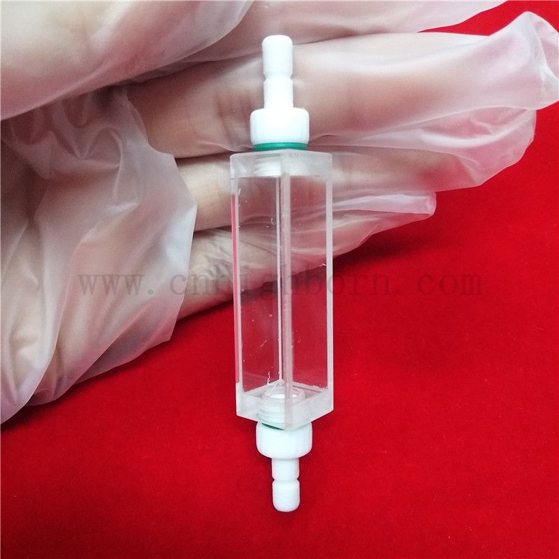 Лабораторное исследование прозрачное Quartz Glass Crivette Precision Flowt Cell для окружающей среды с соединительной трубой