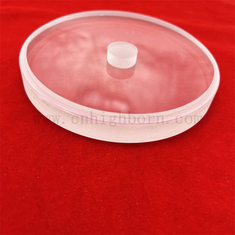 Высокая температура глубоко обработанная круглая прозрачная толстая кварцевая стеклянная пластина с отверстием