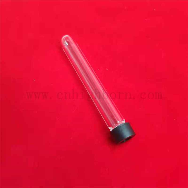 Индивидуальная Quartz Test Tube Plass Slize Slize Strase Tube с круглым дном и привинченными концами