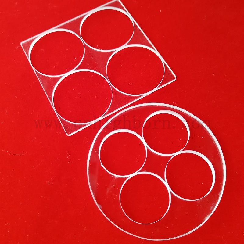 92% прозрачное Quartz Glass UV Fused Plass Plate с лазерными отверстиями