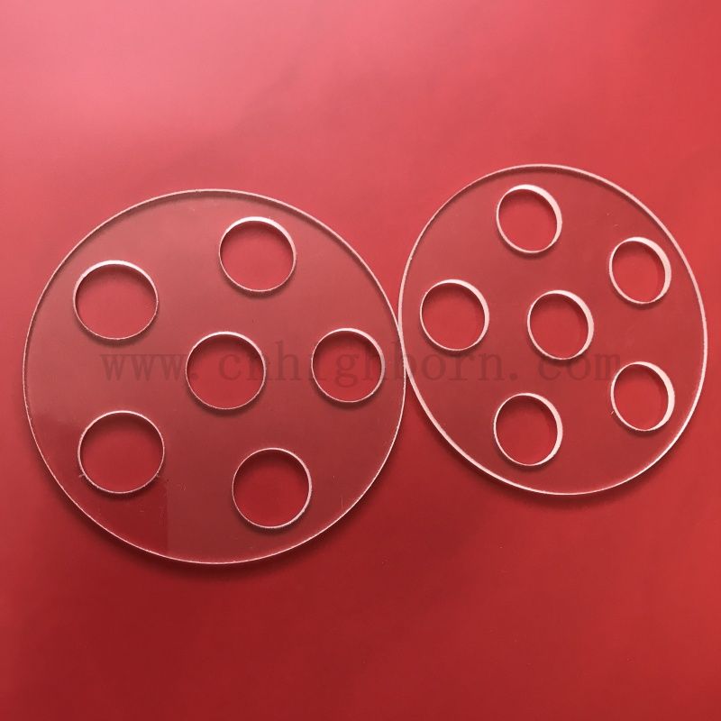 Индивидуальная лазерная просверленная прозрачная кремничная стеклянная тарелка кварцец с отверстиями