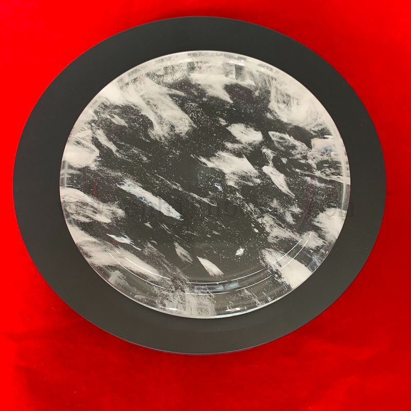 Круглое барбекю Кварцевое хрустальное выпекание стеклянная тарелка снежная кварцевая плита