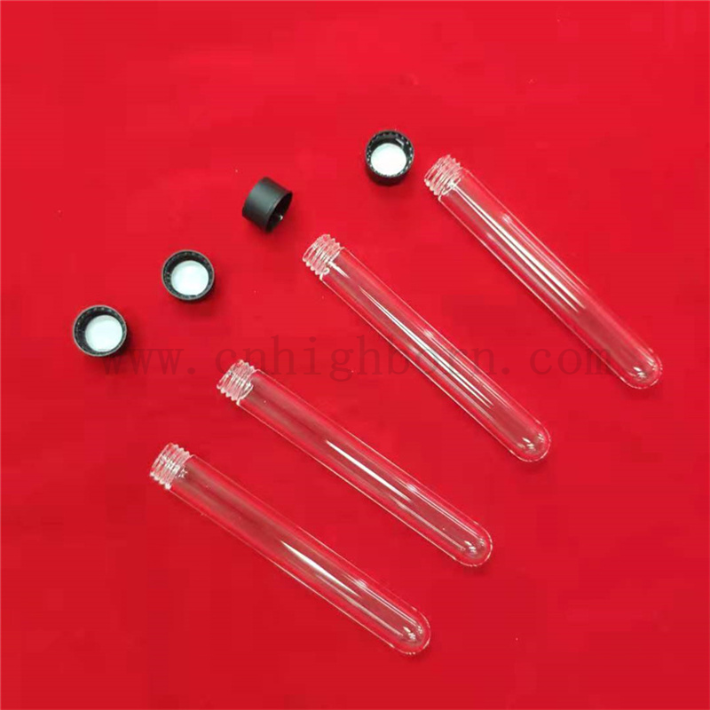 Индивидуальная Quartz Test Tube Plass Slize Slize Strase Tube с круглым дном и привинченными концами