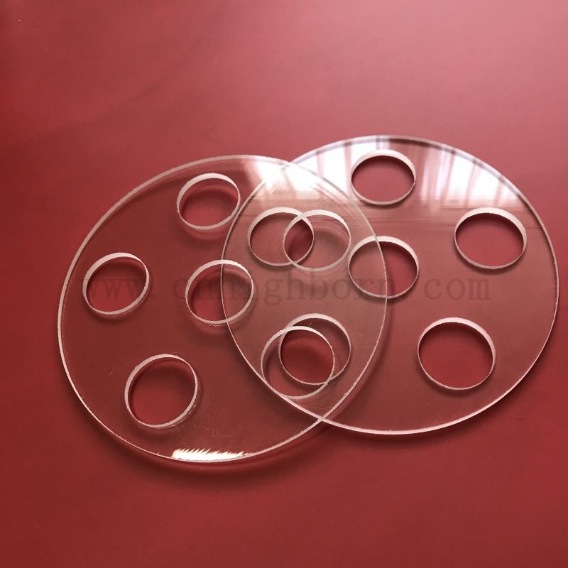 Индивидуальная лазерная просверленная прозрачная кремничная стеклянная тарелка кварцец с отверстиями