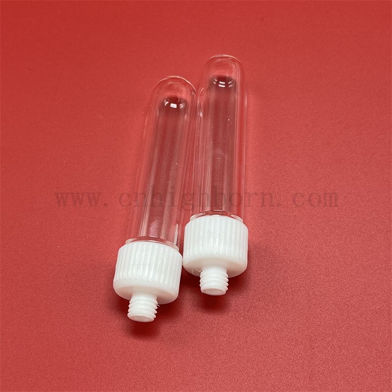 Индивидуальная прозрачная пробирка для кварцевого стекла с закрученной крышкой