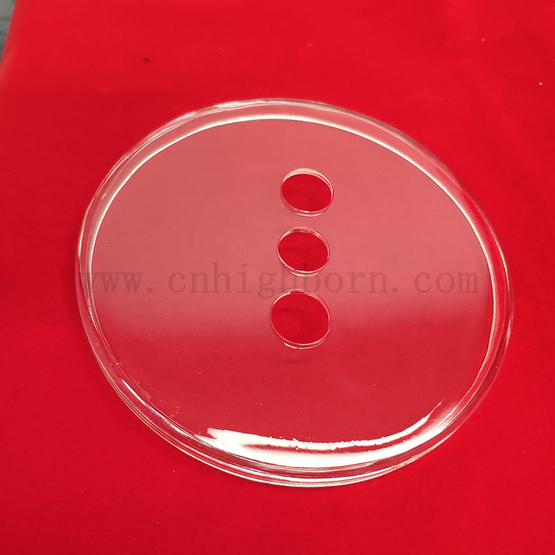 Лазерное бурение прозрачное три отверстия Кварцевое стекло круглый диск