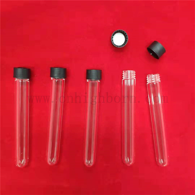 Индивидуальная Quartz Test Tube Plass Slize Slize Strase Tube с круглым дном и привинченными концами
