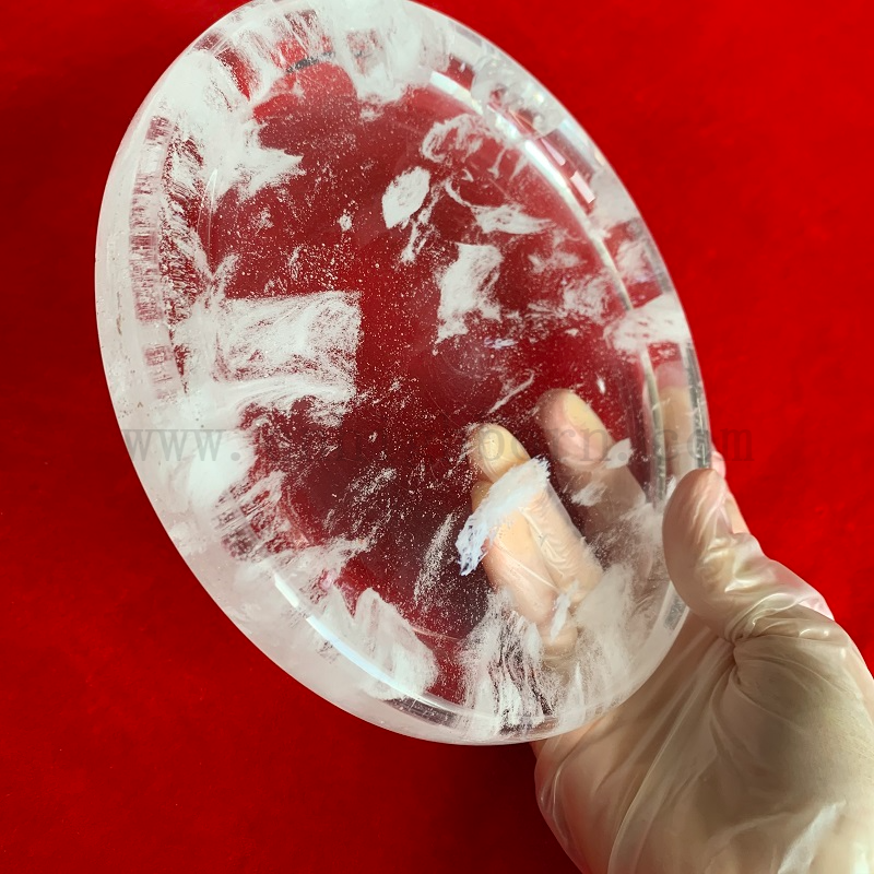 Круглое барбекю Кварцевое хрустальное выпекание стеклянная тарелка снежная кварцевая плита