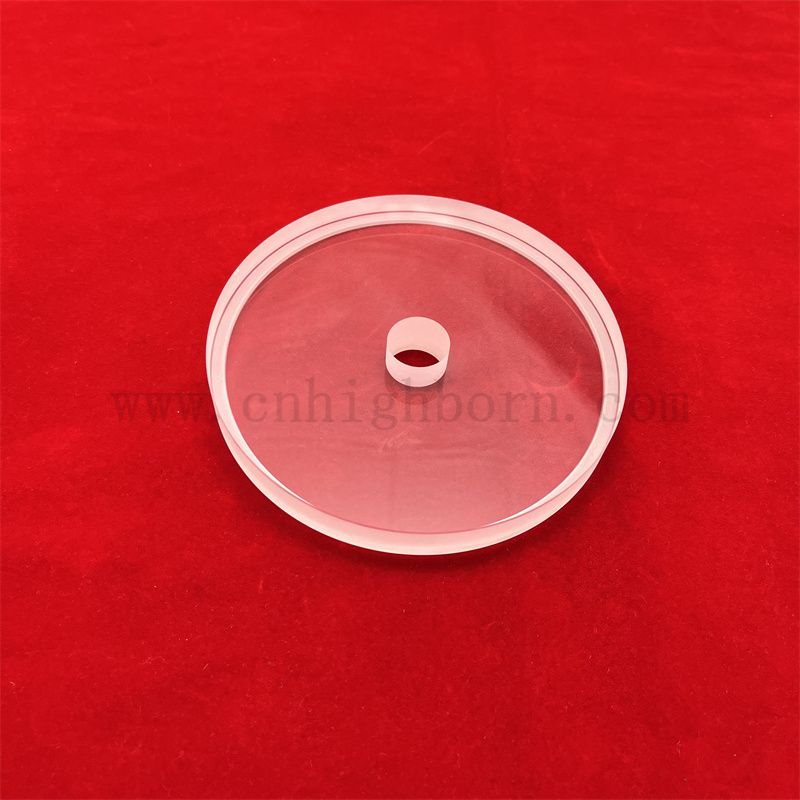 Высокая температура глубоко обработанная круглая прозрачная толстая кварцевая стеклянная пластина с отверстием